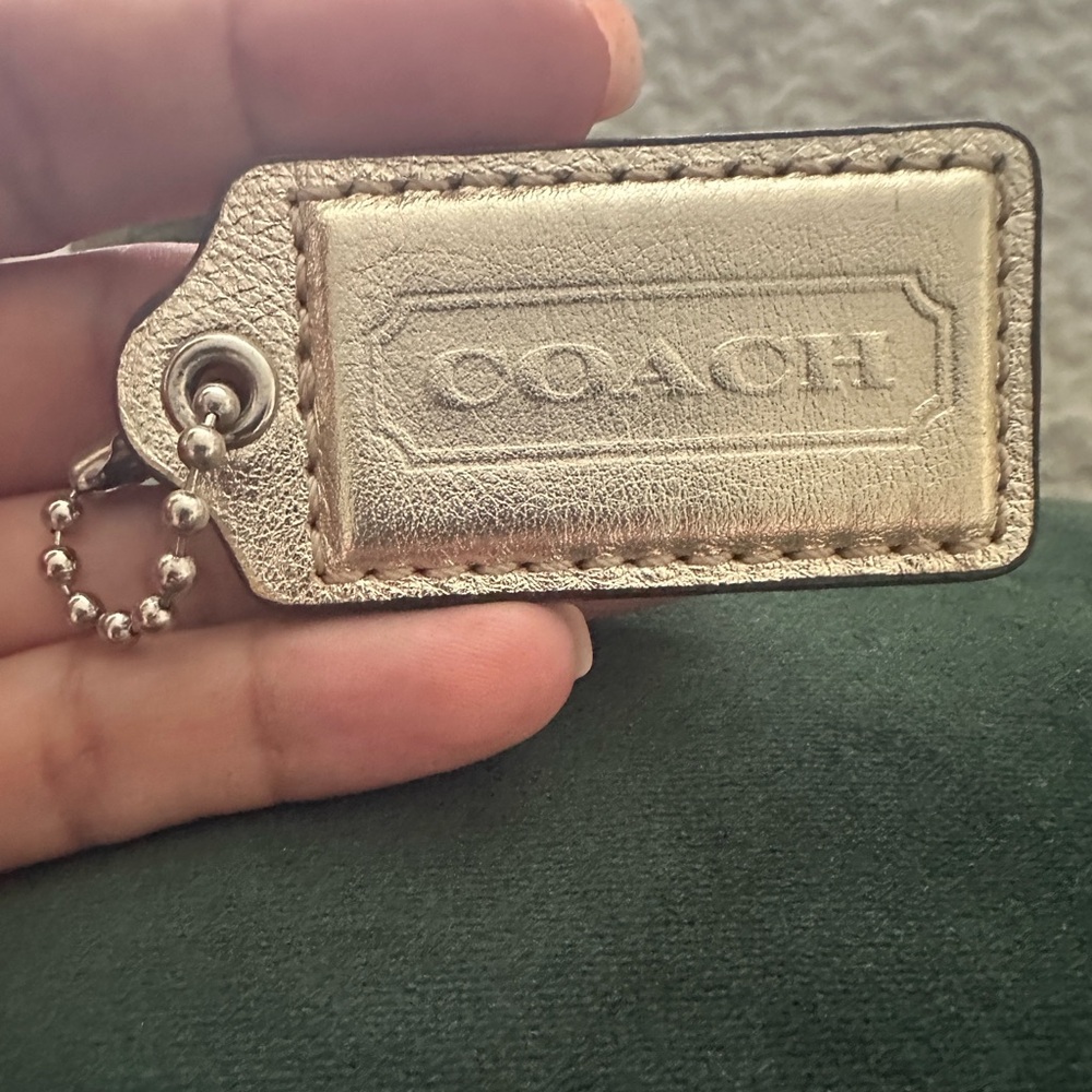 1.5 “ Coach Metallic Gold Leather Fob charm hang tag